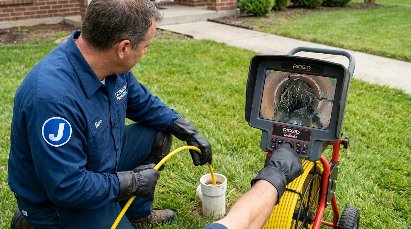 Sewer camera inspection being performed by Johns Plumbing LLC in Center Harbor
